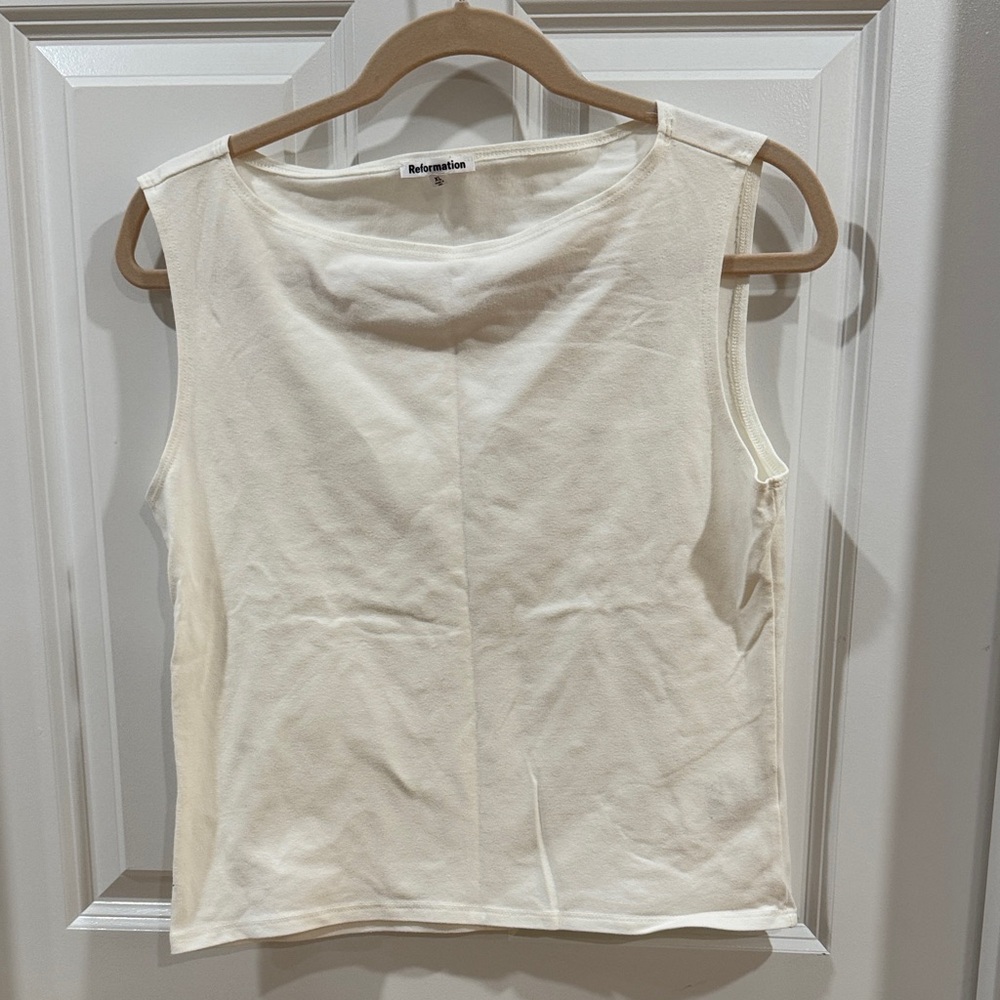 Reformation Cream Dusk Knit Tank Top